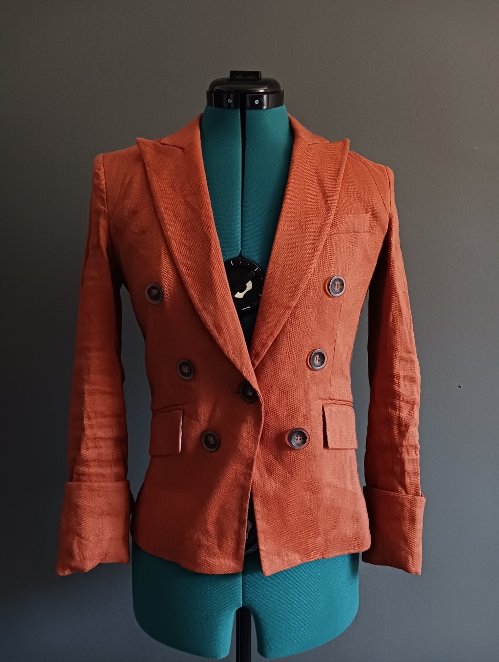 Veronica Beard Diego Rust Caramel Linen Blend Jacket Size 2